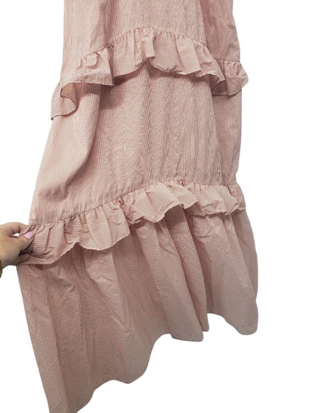 Misa Los Angeles Morrison Ruffle Tiered Maxi Dress Pink Stripe Candy Striper - Picture 8 of 12
